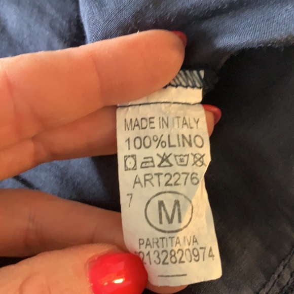 Floyd by Smith Navy Cap Sleeve Linen Blouse Size M - Picture 7 of 7